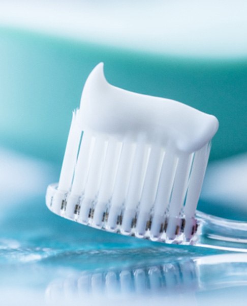 Close-up of toothbrush with toothpaste