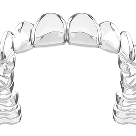 Closeup of clear aligner with white background