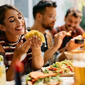 People enjoy tacos