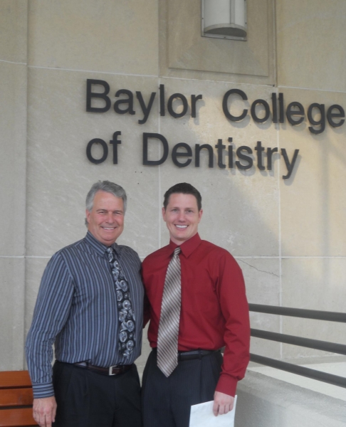 Doctor Upton outside of Baylor College of Dentistry