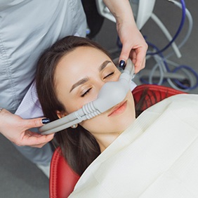 A woman under nitrous oxide sedation