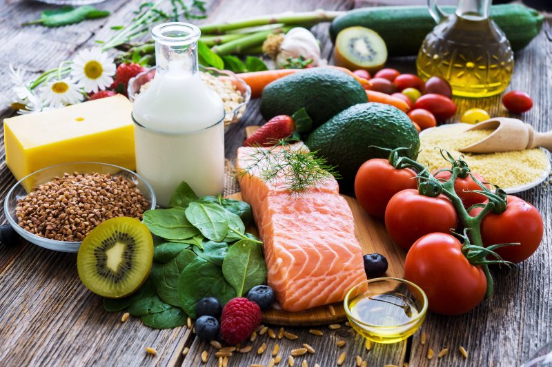 A selection of healthy foods that fight gum disease